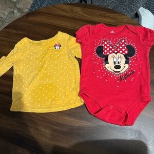 Baby girl Disney Minnie Mouse shirt and onesie set